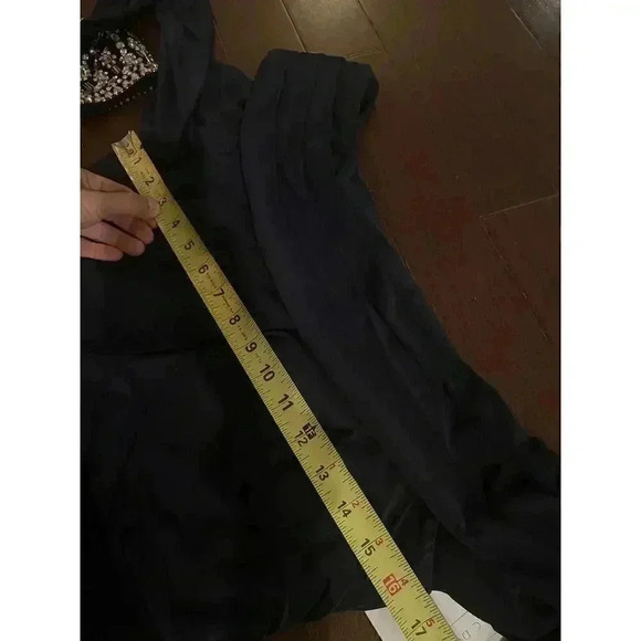 Mac Duggal Gown 8 Beaded Cuff Drop Shoulder Beaded Faux Wrap Slit Wedding Navy M - Picture 7 of 15